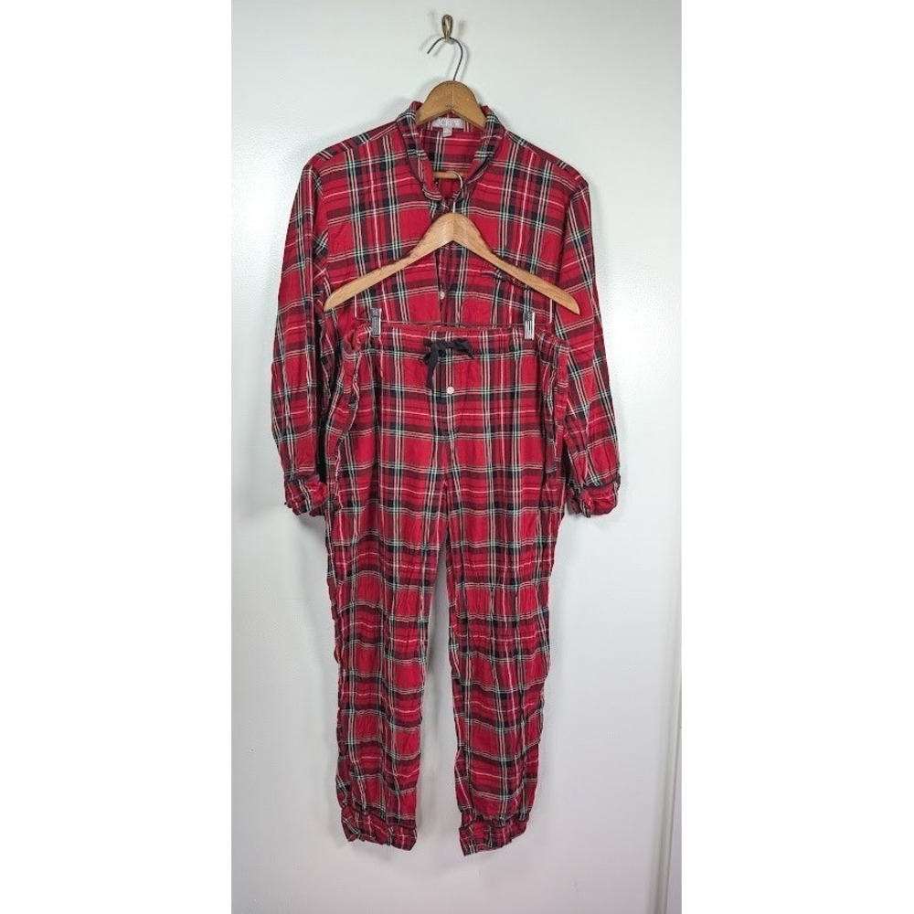 J.Crew Pajama 2 pc Set Women XL Tartan Plaid Christmas Festive Winter Lounge